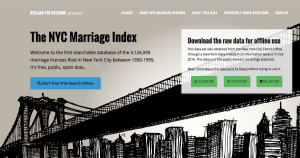 Screenshot of www.NYCMarriageIndex.com