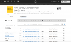 Screenshot of the New Jersey Marriage Index on the Internet Archive