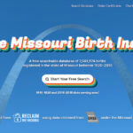 Screenshot of the Missouri Birth Index website