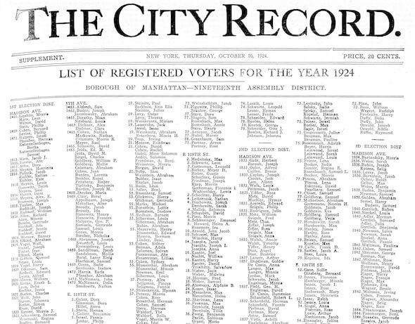 List of Registered Voters, 1924