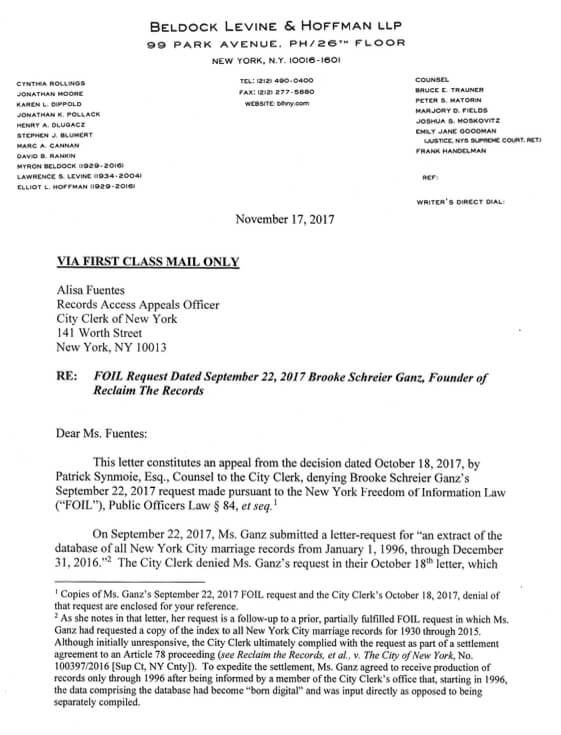 FOIL Appeal Letter