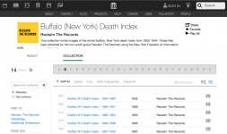 Screenshot of the Buffalo Death Index online at the Internet Archive