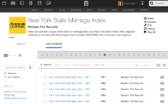 Screenshot of the Internet Archive for the New York State marriage index