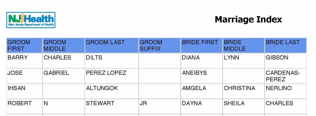 Reclaim The Records - New Jersey Marriage Index - example #6a