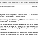 Reclaim The Records vs. NYC Municipal Archives - Brooklyn (Kings County) 'Old Town' records