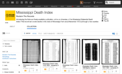 Screenshot of the Mississippi death index online at the Internet Archive