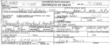 Image from a Baltimore, Maryland death certificate